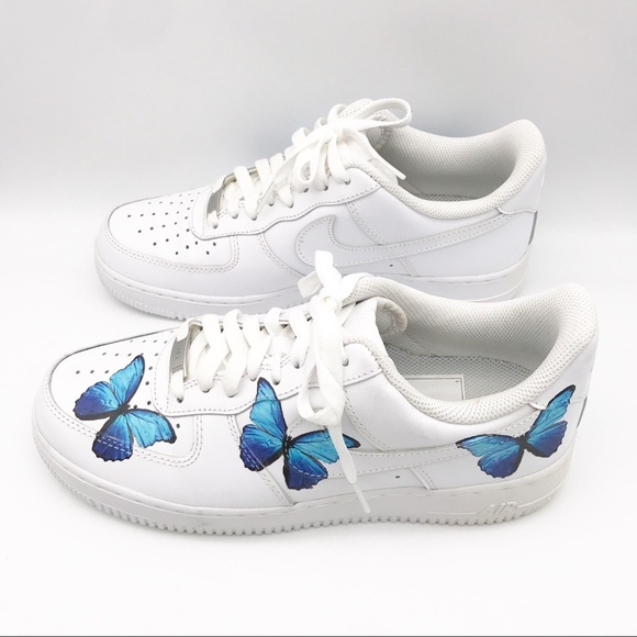 Nike Air Force 1 Custom Blue Butterfly Edition Size‎ 10 - Picture 7 of 11